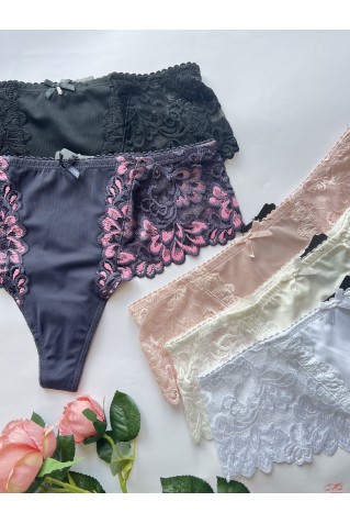 Трусики стринги из микрофибры с кружевом Coeur Joie 9767